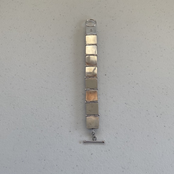 Heavy Sterling Silver Open Face Floral Pattern Bracelet - Picture 7 of 13